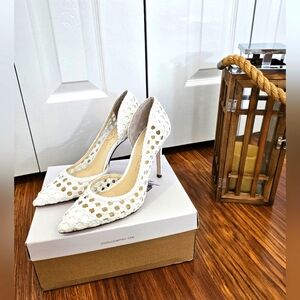 Jessica Simpson Womens Paimee Faux Leather Pointed Toe D'Orsay Heels